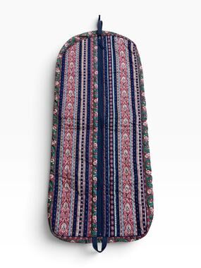Vintage Quilted Floral Stripe Hanging Garment Travel Bag 43 x 22
